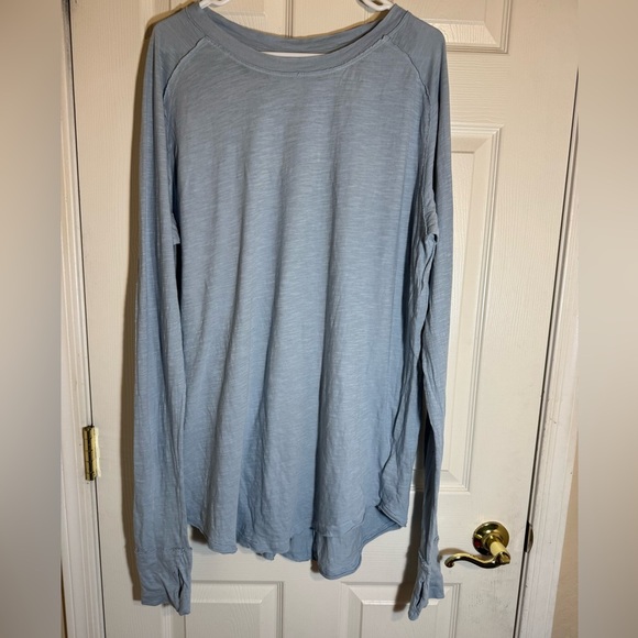 We The Free by Free People Light Blue Long Sleeve T-Shirt Dress – Slub Knit - Picture 1 of 10